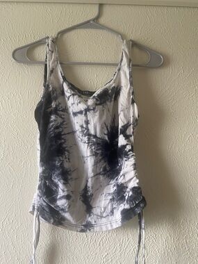 SHEIN Black & White Tie-Dye Tank Top